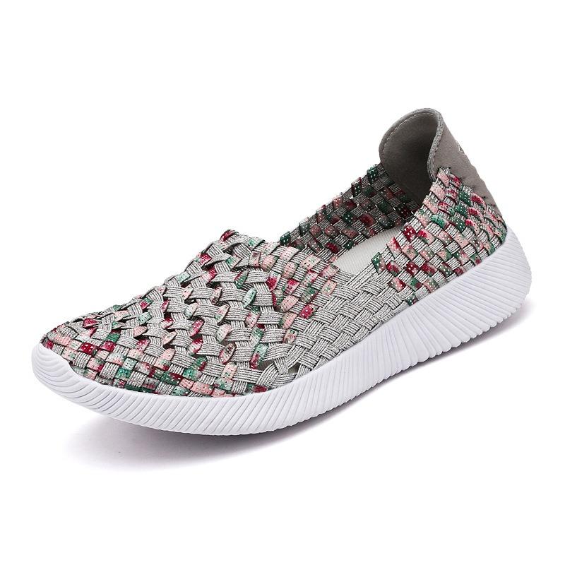 Модные новые плетеные туфли ручной работы одинарные туфли удобные женские туфли большого размера на плоской подошве 35 серебряный 2990₽