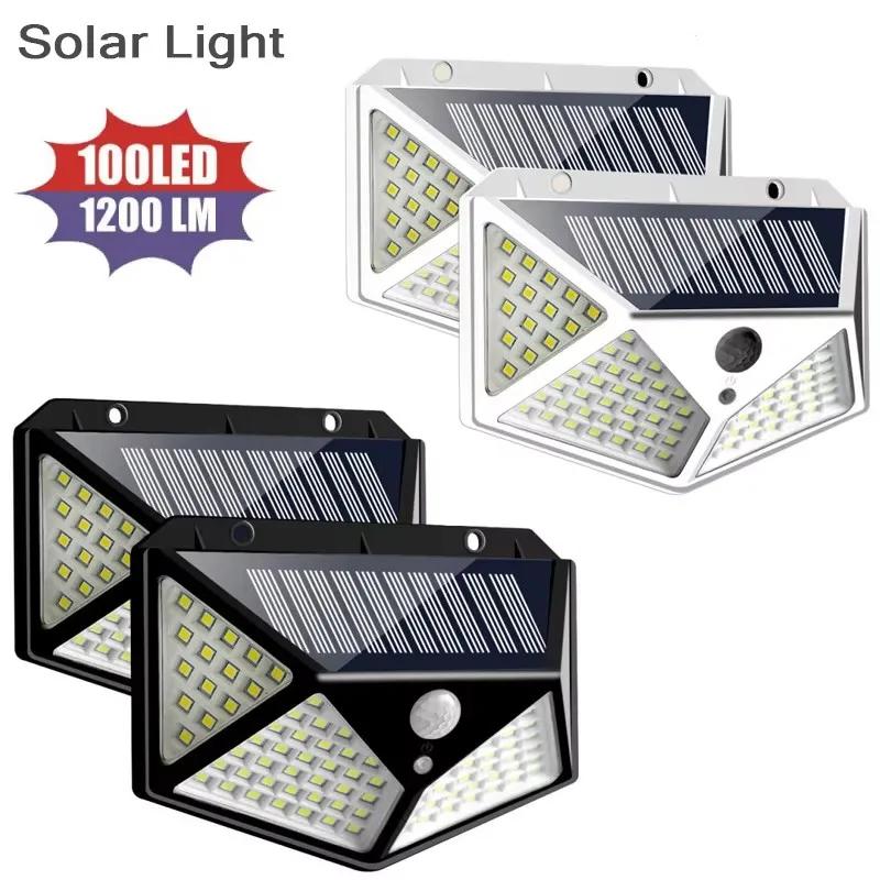 100 LED Solar Wall Lights Outdoor Solar Lamp Waterproof Motion Sensor Powered Sunlight Street Lantern for Garden Decoration