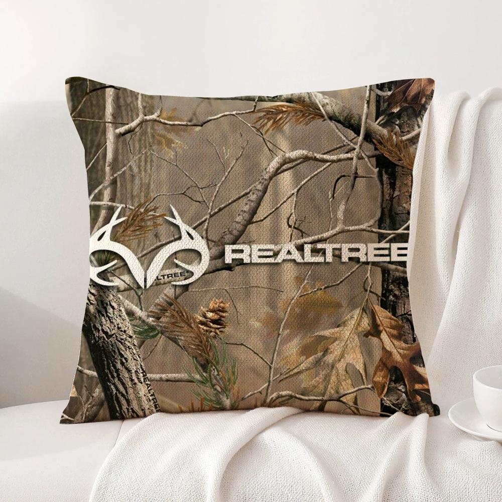 Cool R-Realtree Cushion Cover Summer Coolness Linen Fabric Double-Sided Printing Pillow Case Sofa Home Decor Gift