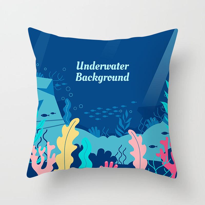 Ins Home Supplies Hand-painted Ocean Car Pillow Office Cushion Cover