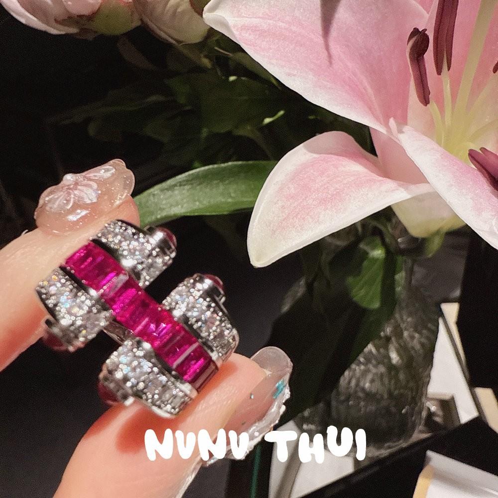 

Monet Garden Flowering Dragon Fruit Gem Rose Cut Necklace Haute Couture Jewelry, Rouge Powder Flower Ring Set