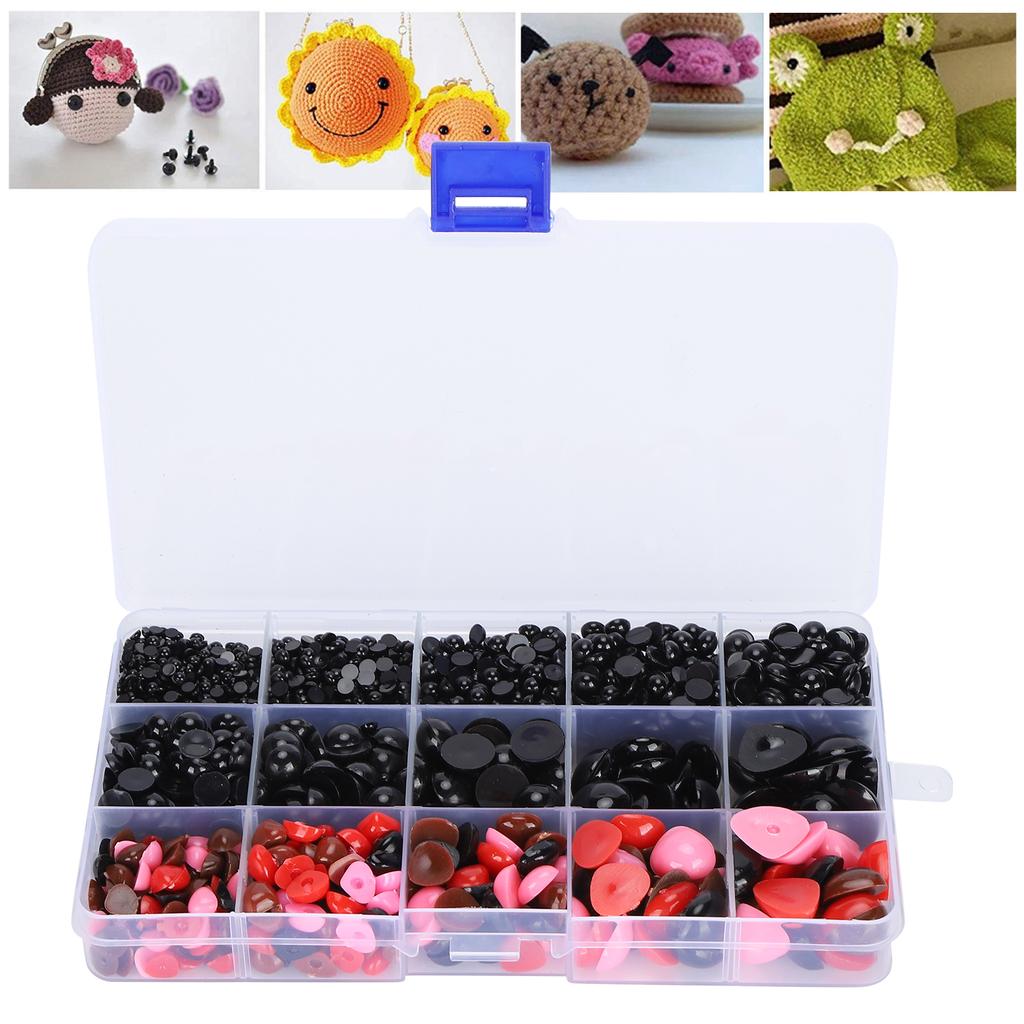2575Pcs Plastic Eyes and Noses Pack     Craft Kit Set with A Storage Box for Toy Doll