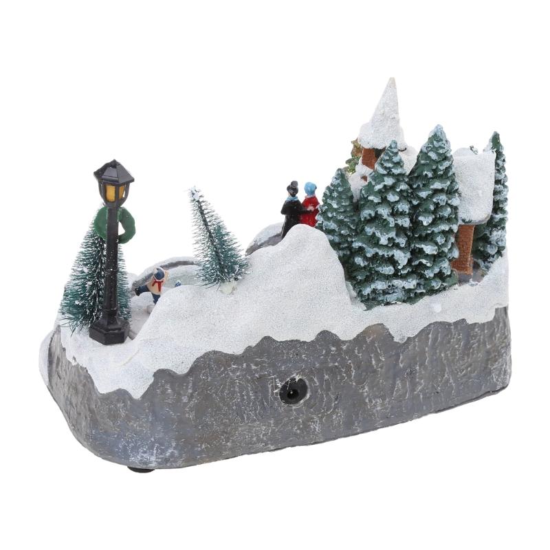 Christmas Snow House Figurine with Led Light Glowing Music Rotation for Home Bedroom Children Room Decoration