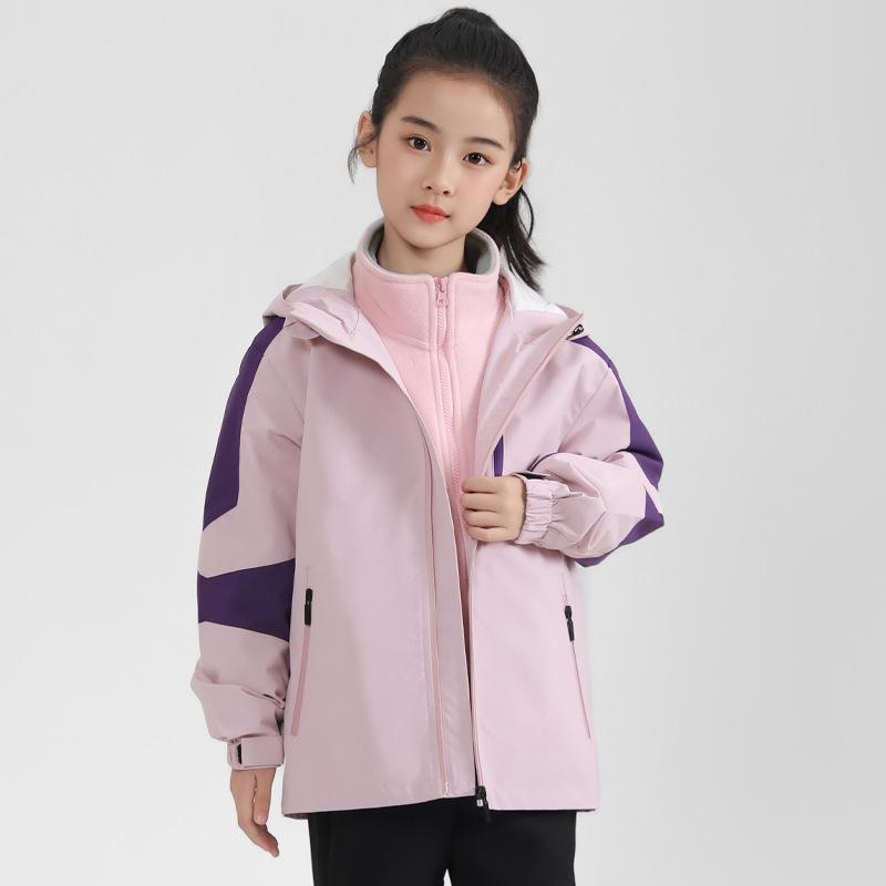 Kinder 2024 3-in-1 Winddichte Wasserdichte Jacke: Jungen- & Mädchen- Abnehmbare Herbst/Winter-Oberbekleidung