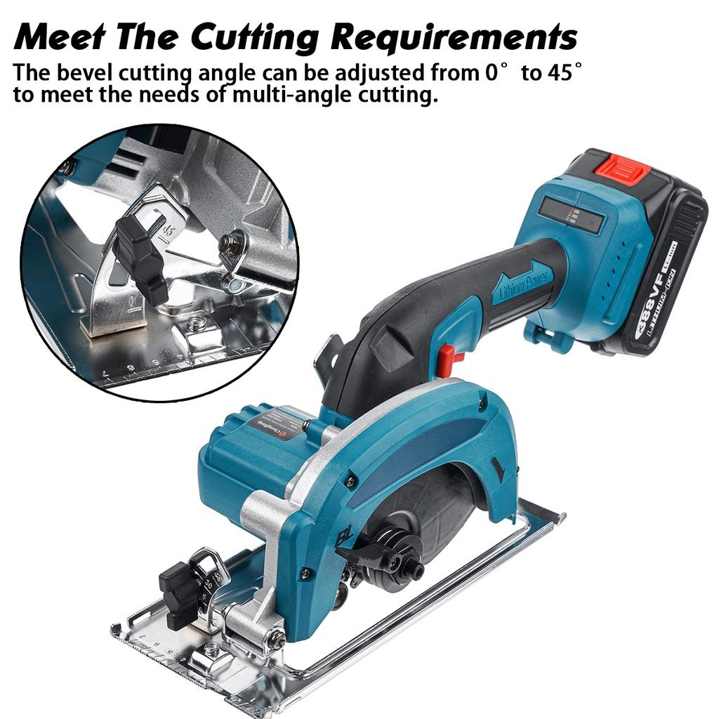 1850W 132MM/125mm 388VF Brushless Cordless Electric Circular Saw 0- 45° Adjustable Handle Power Tools Woodworking Machine