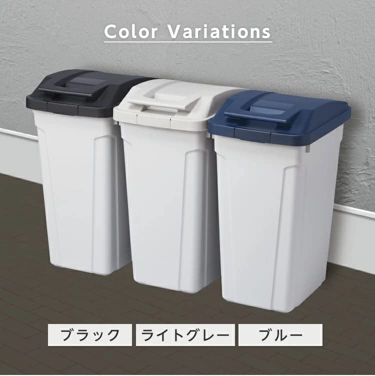 Asbel Trash Made In with Separate Dust Box with Light Width X Depth X Height Cm Can, Japan, Outdoor, Lid, Lock, Handle, 45L, Gray, 31.5 42.3 61.8