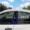 2-Piece Vinyl Cool Wolf Decal Animal Theme B-pillar Glossy Car Sticker for Vehicle Decor