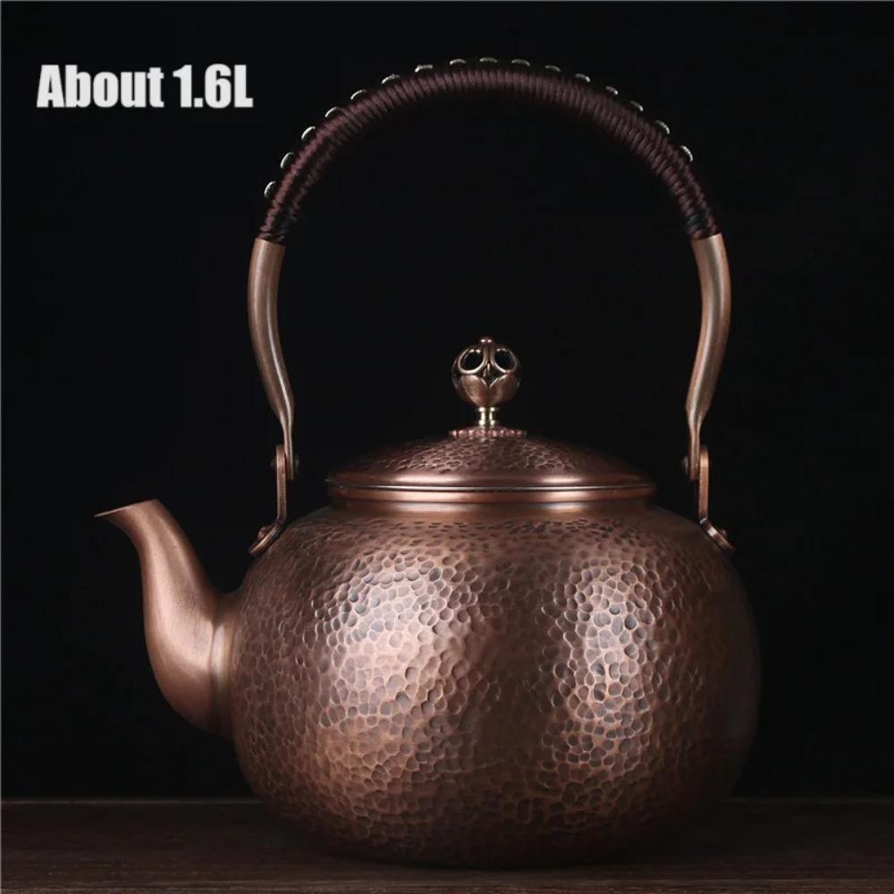 

чайник медный ручной работы с узором «чеканка молотком», утолщенный, без покрытия, для кипячения