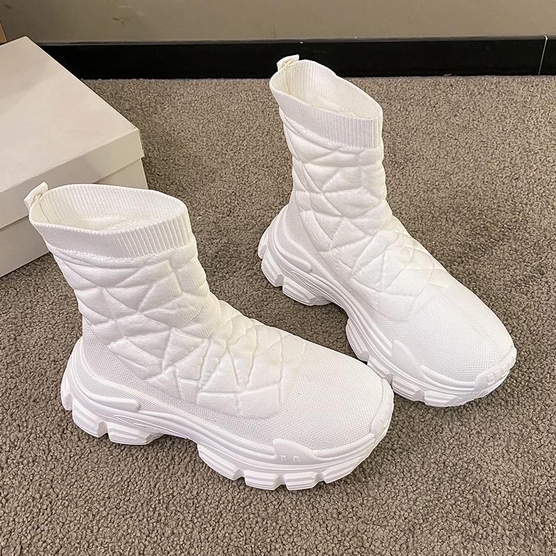 

Модные высокие эластичные носки-ботинки женские носки ботинки на платформе спортивные вязаные ботильоны 40 белый
