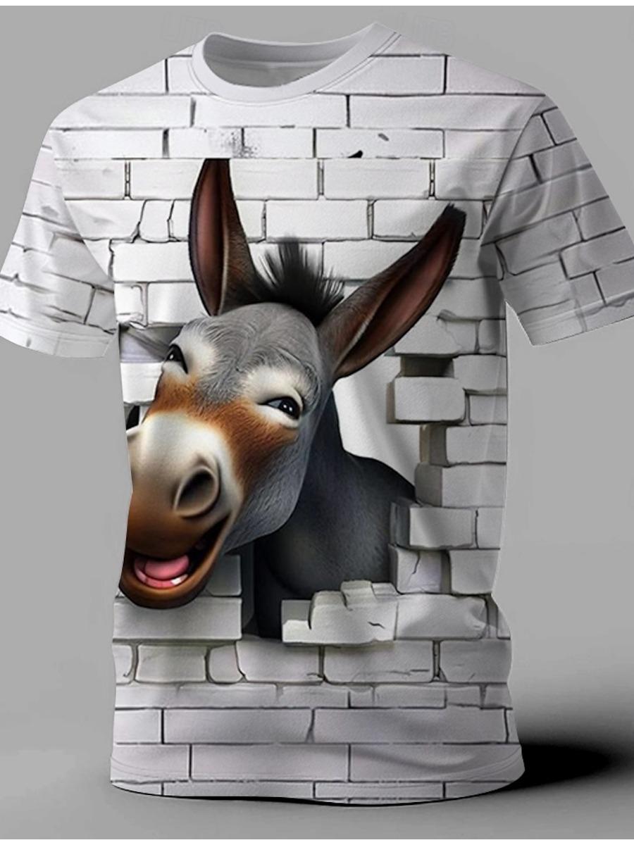 

Мужская футболка с изображением животных, забавная футболка с коротким рукавом, 3D-принт, рубашки с круглым вырезом, преувеличенные дизайнерские вечерние летние повседневные наряды 6XL