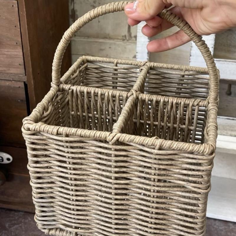 Portable Beer Storage Basket Woven Organizer Baskets Picnic Grid Organizers Basket Plush Small Organization Baskets Furniture