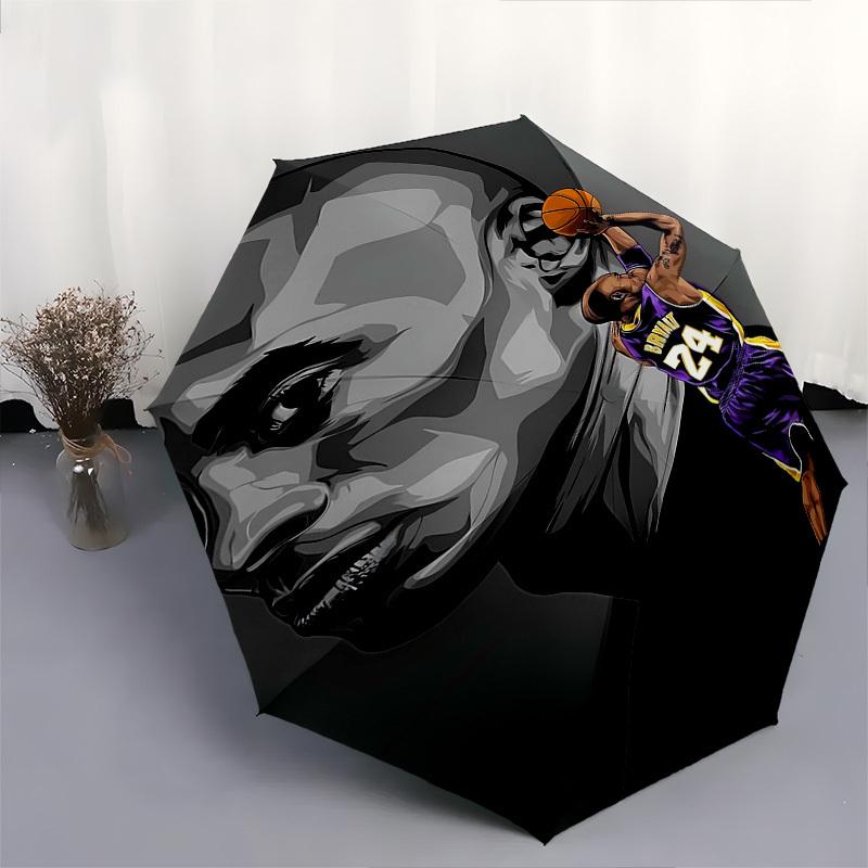 1pc Kobe Bryant #24 Automatic Folding Umbrella, Portable Tri-Fold Design with Iron Frame, Perfect for Fans, Travelers, Daily Use, and Gifts.X080
