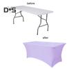 Stretchy Table Cover Fitted Rectangle Solid Color Table Cloth Polyester Fabric Anti-Wrinkle Washable Table Cover for Indoor Outdoor Party Banquet