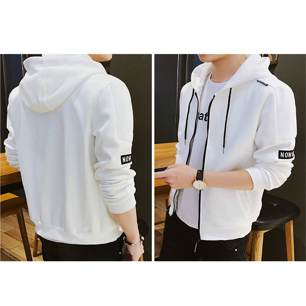 Autumn Thick Solid Color Long Sleeve Hooded Stylish Coat for and Size L [foveitaa] Men's Hoodie, Zip-Up Hoodie, Sweatshirt, Coat, Top, Zip-Up Spring,