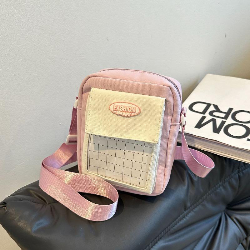

Модная маленькая свежая сумка через плечо с контрастным цветом, летняя новинка, универсальная сумка для мобильного телефона, сумка для отдыха розовый