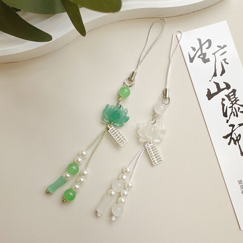 Chinese Style Lotus Flower Pendant Handmade Camera Chain Elegant Phone Chain