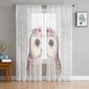 Cartoon Kid Cute Owl Sheer Curtain for Bedroom Tulle Voile Curtain for Kitchen Living Room Decor Window Treatment