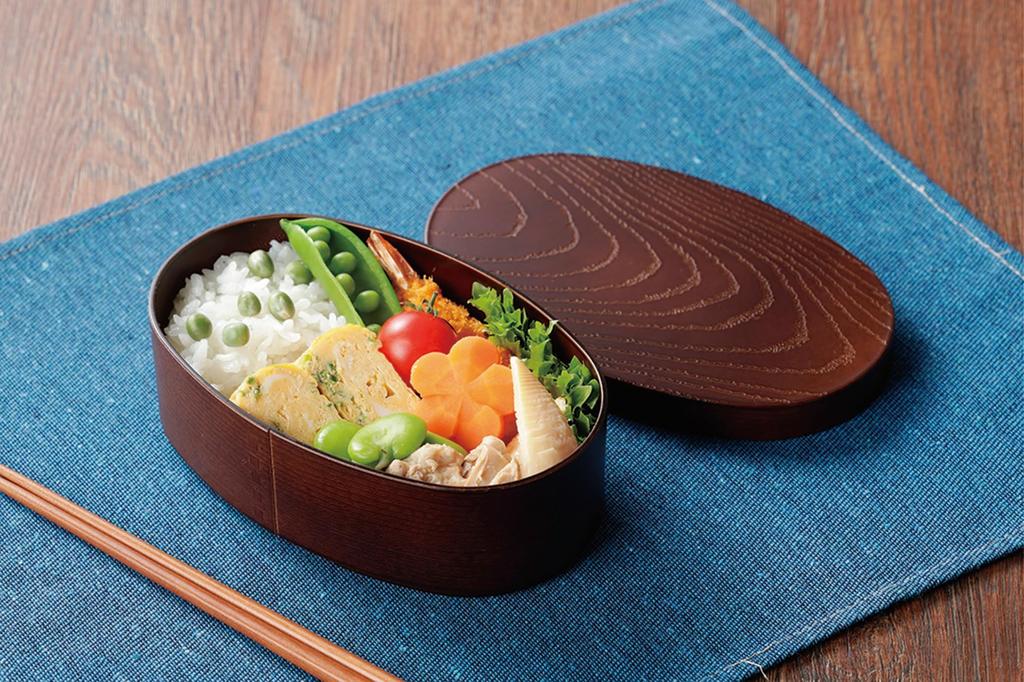 Bento Box with Bento and Made of Oval Japanese-made, 1-tier, Band, Lid, Chopsticks. Resin. Shape.