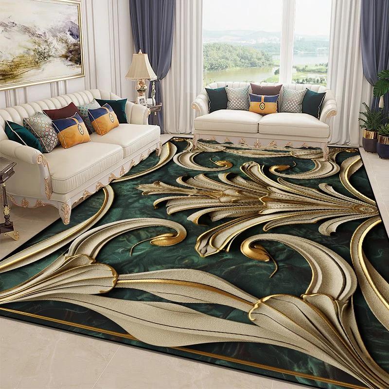 3D Nádherný květinový koberec pro obývací pokoj Luxusní bytová ložnice Dekorace Velkoplošné měkké koberce Protiskluzové rohožky do šatny Pratelné