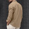 Men Shirt Lapel Long Sleeve Buttons Placket Shirt Tops with Pockets Pure Color Loose Fit Versatile Tops Daily Wear