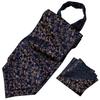 Barry.Wang Mens Formal Wedding Cravat Tie Pocket Square Cufflinks Silk Paisley Plaids Ascot Tie Set