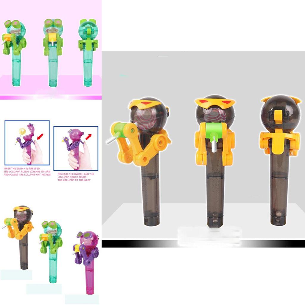 Adorable Kids Creative Eating Robot Lollipops Holder With Playful Stand For Baby Gifts