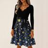 Women's Casual Fashion Long Sleeve Christmas Graphic Printed Vintage Long Dresses
