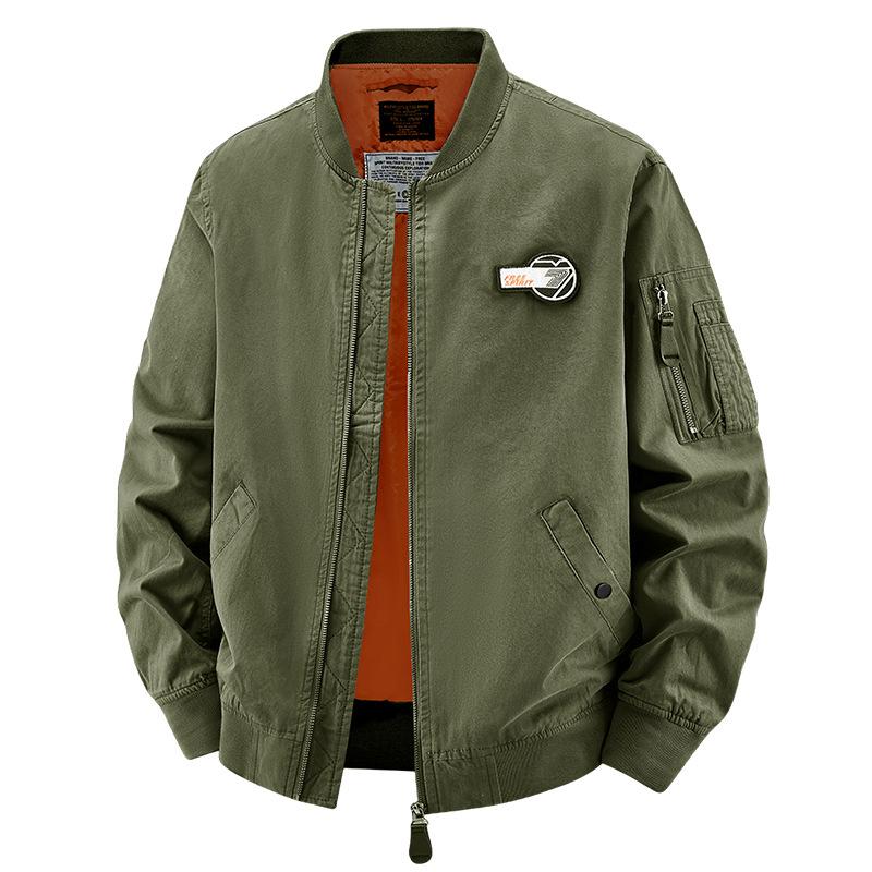 Baseball Collar Jacket, Men's Pure Cotton Stand Up Collar Functional Suit, Flight Suit, Casual Sports Jacket