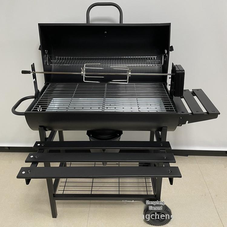 Grătar BBQ de exterior pe cărbune și electric pentru 5 persoane cu afumătoare pentru uz casnic și de curte