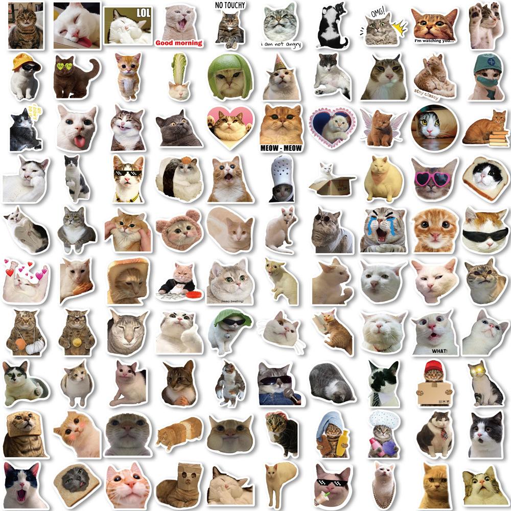 10/30/50/100pcs Funny Animal Cat MEME Graffiti Stickers Waterproof DIY Suitcase Motorcycle Phone Luggage Cute Waterproof Sticker