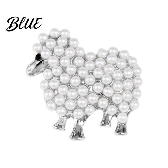 Animal Brooch Zinc Alloy Imitation Pearls Inlaid Fluffy Sheep Design