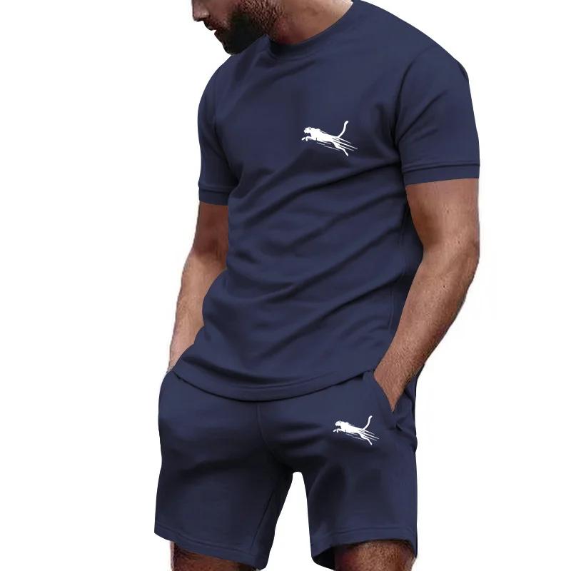 Zomerpak Sportkleding Heren Fitnesspak Sportpak T-shirt met Korte Mouwen + Korte Broek Sneldrogend 2-delige Sets