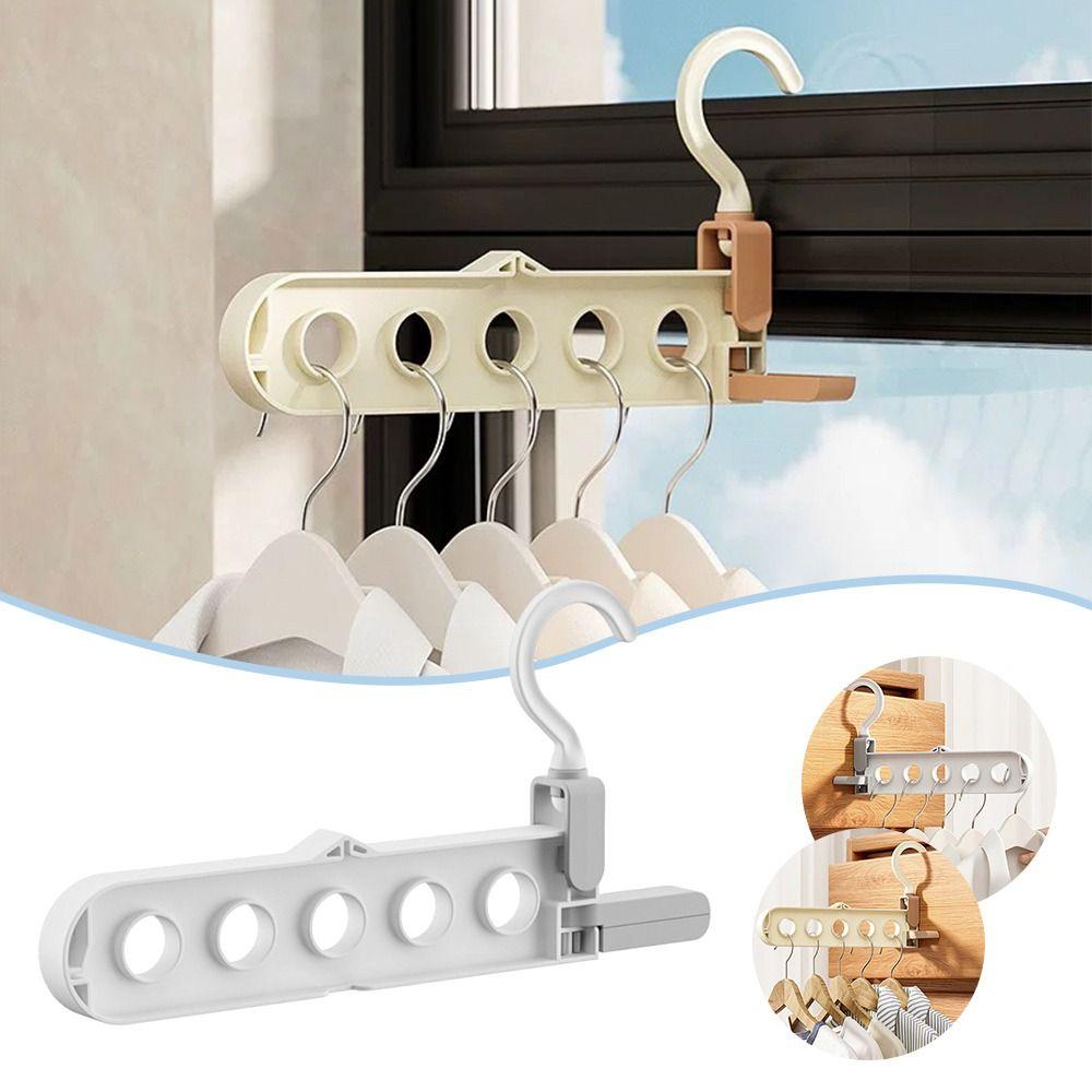Durable Multifunctional Clothes Drying Rack Foldable 5-hole Clothes Hanger Angle Adjustable Space Saving Clothes Hook Clothes