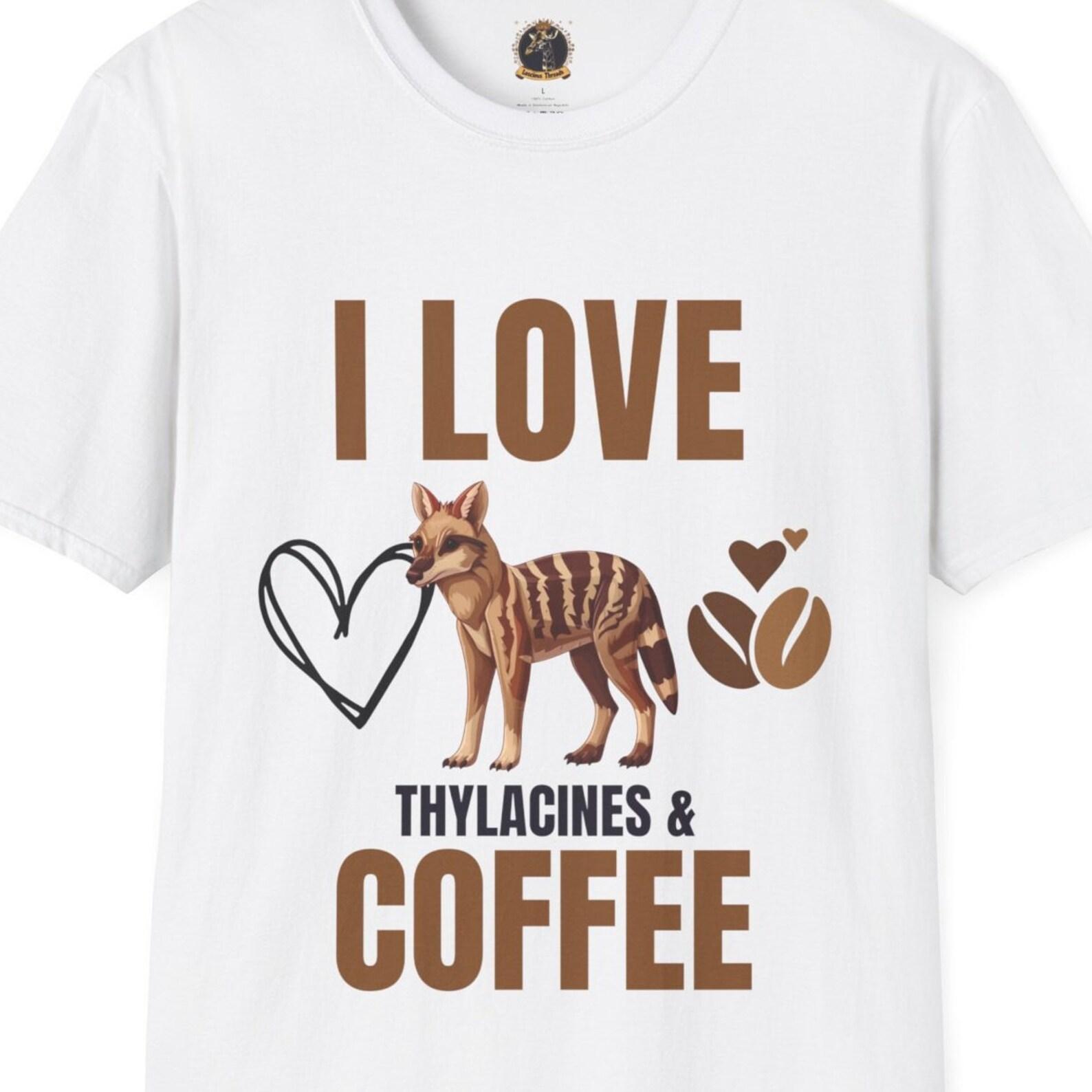 Thylacine & Coffee Graphic T-Shirt: Tasmanian Tiger Lover Gift S