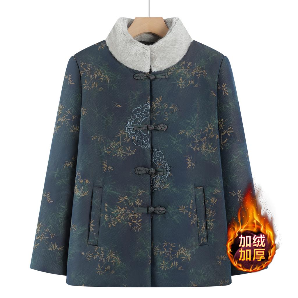 Winter padded jacket medium and old velvet thickened warm padded jacket old lady padded jacket