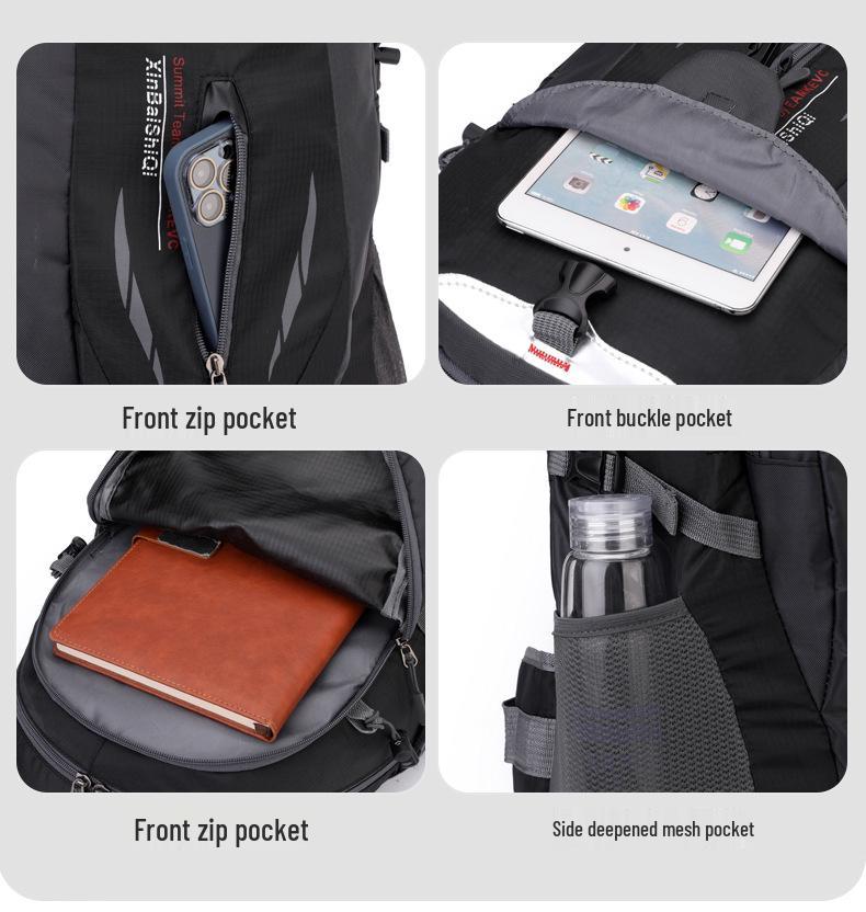 Adjustable Trekking Poles & Large Capacity Hiking Backpack with Waist Support, Multifunctional for Outdoor Camping and Mountaineering.