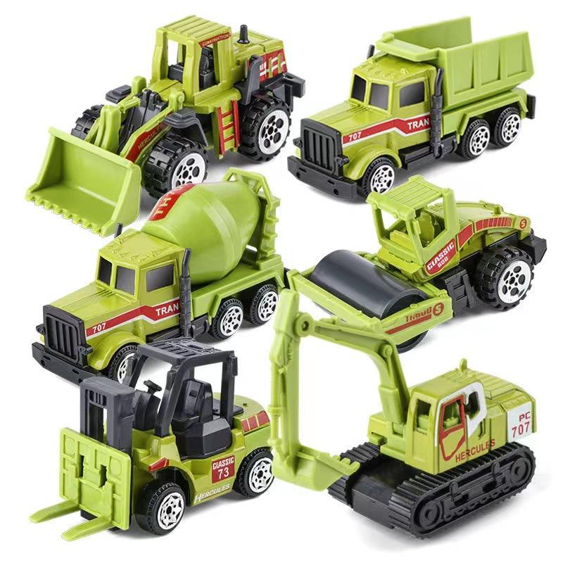6Pcs/Set Educational Toys Alloy Plastic Engineering Truck Car Construction Model Vehicle Loader Tractor Excavator For Kid Gifts