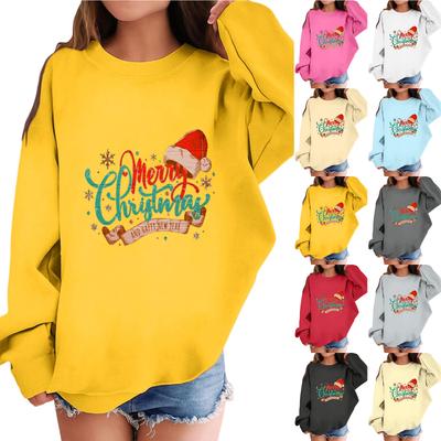 Kinder Modisches Lässiges Langarm Locker Weihnachts-Print Pullover Sweatshirt