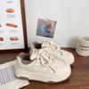 Milk White Platform White Shoes Women's Muffin, Spring and Summer New Chic Niche Ugly Cute Bread Shoes Round Head Board Shoes