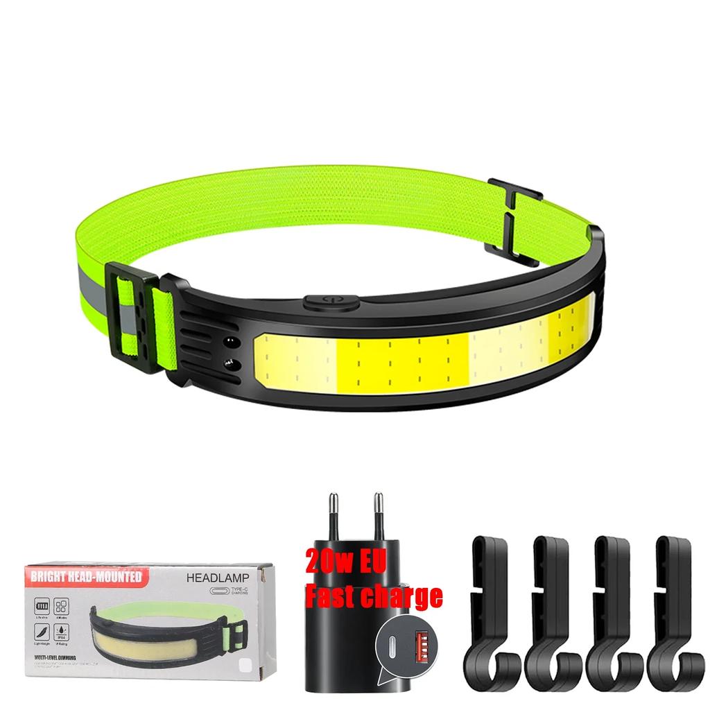 Induction LED COB Headlamp USB Rechargeable Waterproof Search Light Head Flashlight 6 Lighting Modes for Camping Fishing Hiking