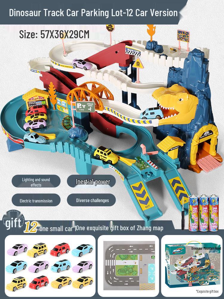 Dinosaur Adventure Skyscraper Track Car Set for Kids