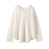 Women's Loose-Fit Cashmere Hooded Sweater - Winter 2026 New Arrival, Solid Color, Simple Style, Slimming Effect