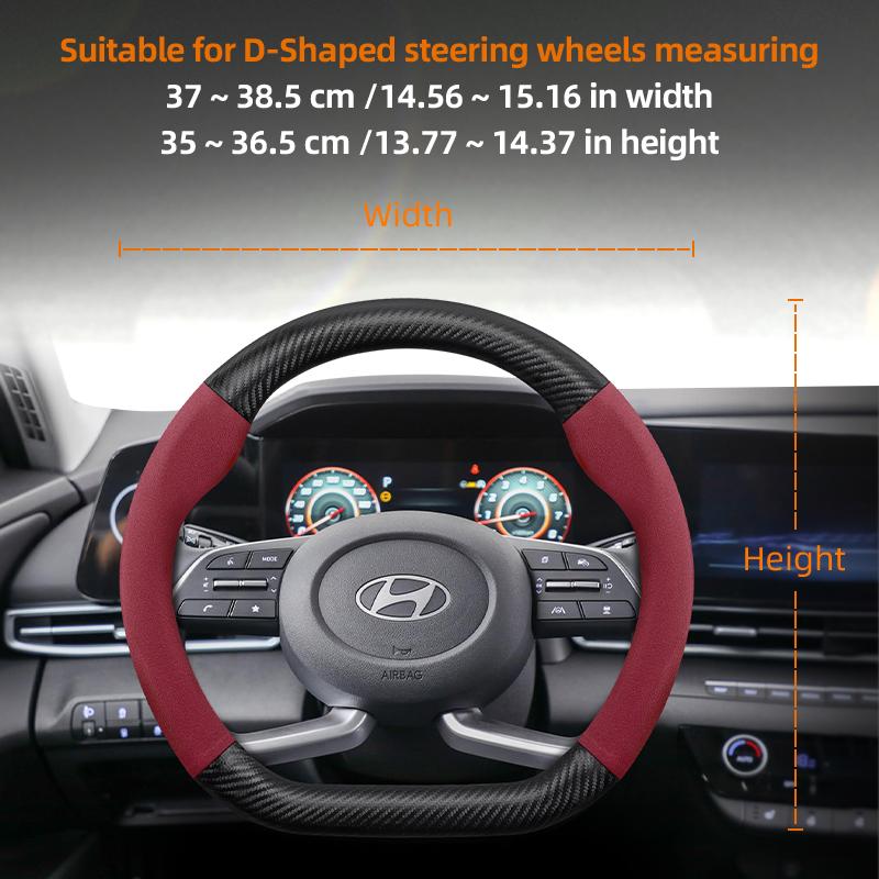 Suitable for Hyundai Suede Matte Carbon Fiber Texture Steering Wheel Cover I30 Tucson I20 Accent I10 I40 Kona Ix35 Grand Elantra Solaris Creta Getz