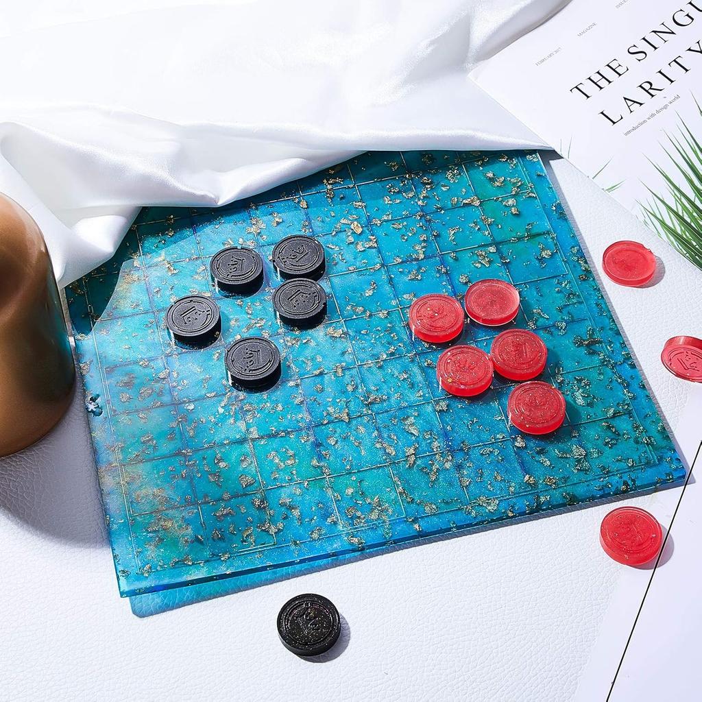 WTEMPO Blue Resin International Chess Silicone Molds DIY Resin Epoxy Round Molds Chess Resin Casting Molds Home Decorations Making Molds