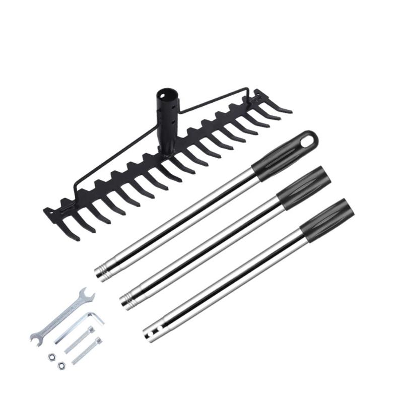 Heavy Duty 17 Tooth Stainless Steel Lawn Tool Ideal For Gardening And Yard Cleanup With Extendable Shaft