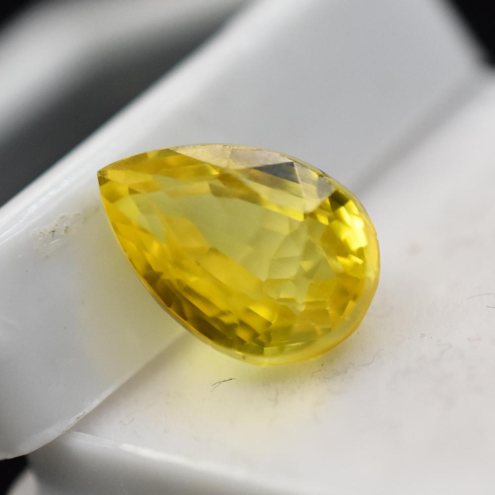 CERTIFIED 5.95 Ct Yellow Sapphire Flawless Pear Cut Natural Rare Loose Gemstone