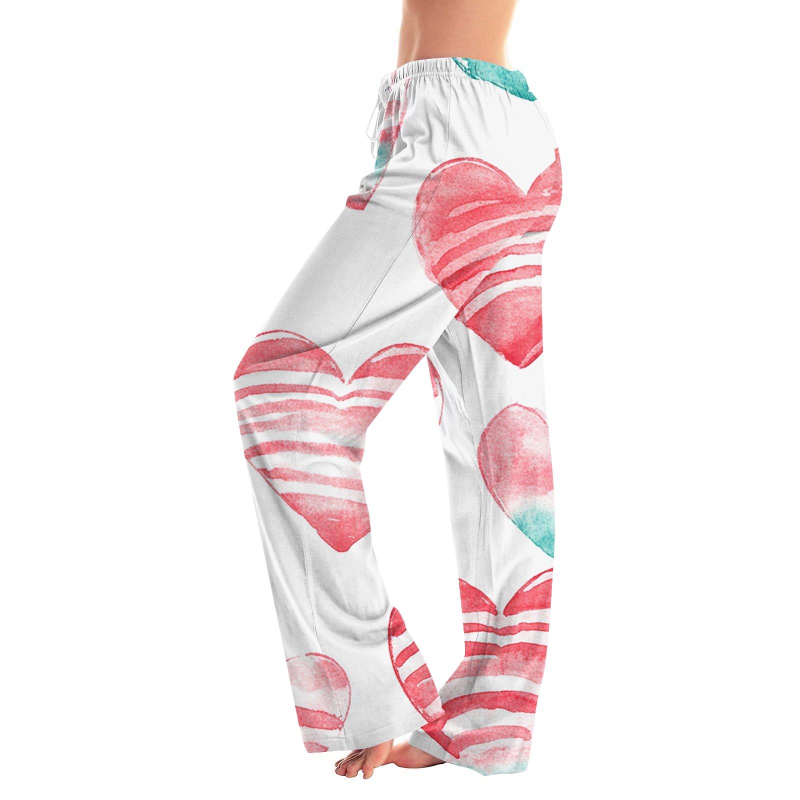 

Женские модные свободные повседневные брюки с принтом ко Дню святого Валентина XL красный