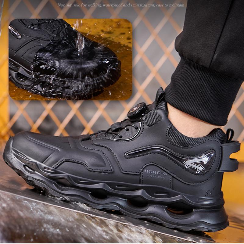 Wodoodporne Buty Robocze Dla Mężczyzn Odporne Na Zgniecenia Odporne Na Przebicie Buty Bezpieczeństwa Męskie Buty Obrotowy Guzik Niszczone Buty Męskie Trampki