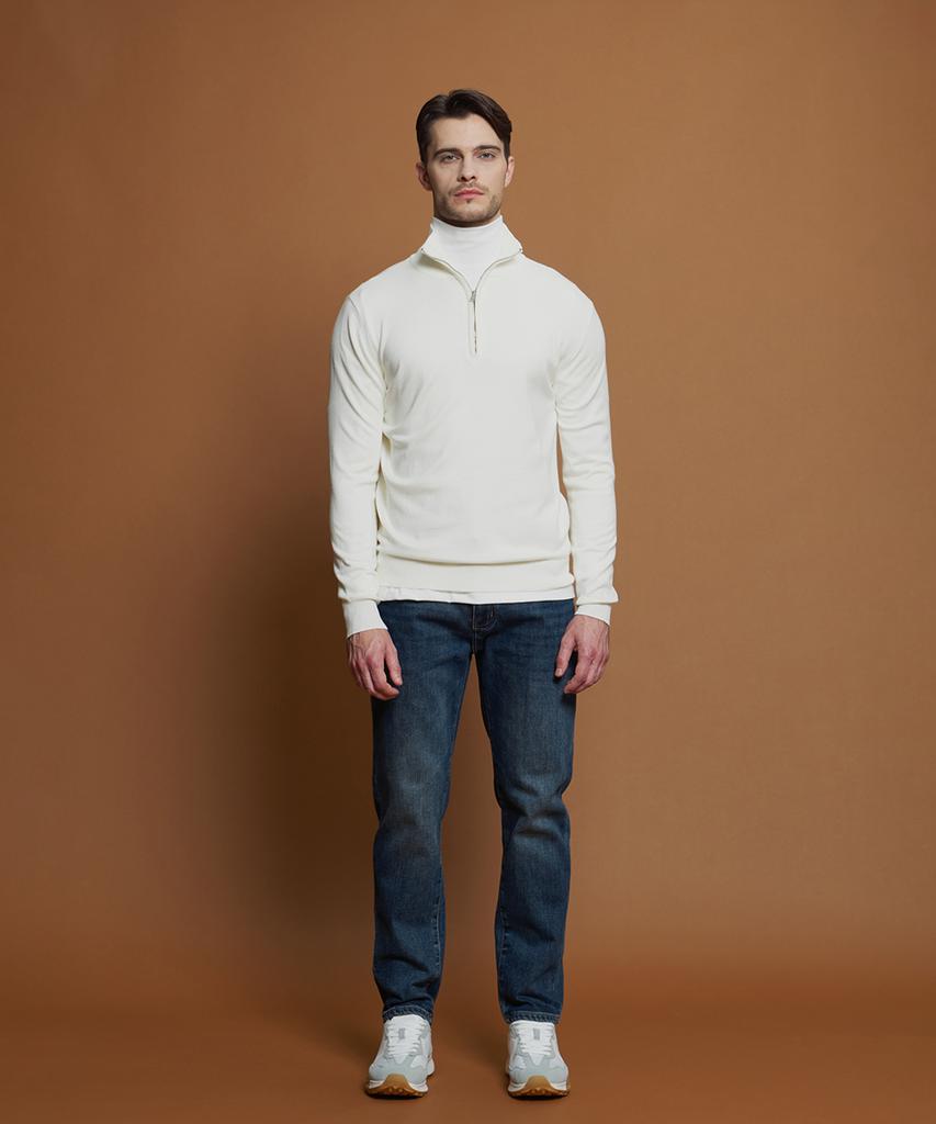 PANICALE White Soft Half-Zip Knit