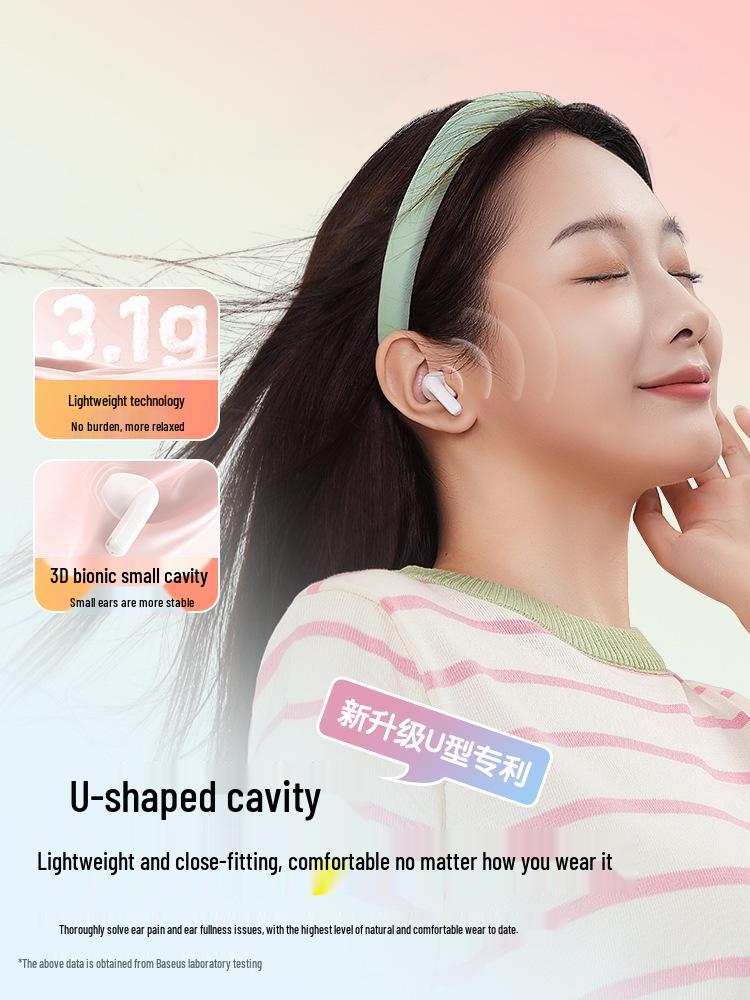Baseus E3 Wireless Bluetooth Earphones 2025 - Semi-In-Ear, Long Battery Life, Ultra-Compact, Compatible with Apple, Xiaomi, Huawei.